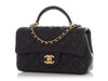 Chanel Mini Black Quilted Caviar Top Handle Flap