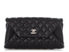 Chanel Black Part-Quilted Lambskin Fold Up Again Clutch