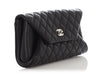 Chanel Black Part-Quilted Lambskin Fold Up Again Clutch