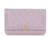 Chanel Lilac Metallic Patent Boy Wallet On Chain