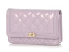 Chanel Lilac Metallic Patent Boy Wallet On Chain