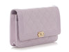 Chanel Lilac Metallic Patent Boy Wallet On Chain