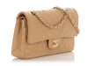 Chanel Vintage Medium/Large Beige Quilted Lambskin Classic Double Flap