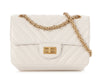 Chanel Mini White Chevron-Quilted Aged Calfskin Reissue 2.55