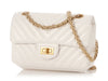 Chanel Mini White Chevron-Quilted Aged Calfskin Reissue 2.55