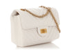 Chanel Mini White Chevron-Quilted Aged Calfskin Reissue 2.55