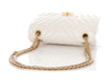 Chanel Mini White Chevron-Quilted Aged Calfskin Reissue 2.55