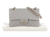 Chanel Small Light Gray Quilted Caviar Classic Double Flap