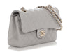 Chanel Small Light Gray Quilted Caviar Classic Double Flap