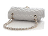 Chanel Small Light Gray Quilted Caviar Classic Double Flap