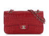 Chanel Medium/Large Red Shiny Alligator Classic Double Flap