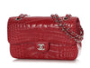 Chanel Medium/Large Red Shiny Alligator Classic Double Flap