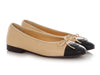 Chanel Beige and Black Ballet Flats