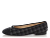 Chanel Black and Gray Plaid Wool Ballet Flats