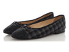 Chanel Black and Gray Plaid Wool Ballet Flats