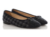 Chanel Black and Gray Plaid Wool Ballet Flats