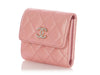 Chanel Iridescent Pink Quilted Caviar Compact Wallet