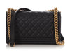 Chanel Old Medium Black Quilted Lambskin Boy Bag