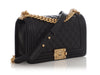 Chanel Old Medium Black Quilted Lambskin Boy Bag