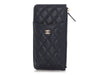 Chanel Navy Quilted Caviar Zip Phone Pouch