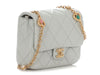 Chanel Light Blue Quilted Lambskin Jeweled Chain Flap