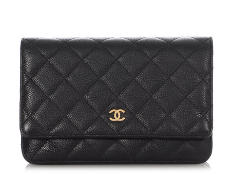 Chanel Black Quilted Caviar Wallet on Chain WOC