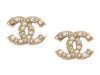 Chanel Small Pearl Logo Pierced Earrings