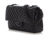 Chanel Medium/Large So Black Chevron-Quilted Lambskin Classic Double Flap