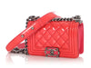 Chanel Mini Red-Pink Quilted Patent Plexiglass Boy Bag