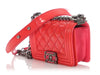 Chanel Mini Red-Pink Quilted Patent Plexiglass Boy Bag