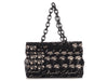 Chanel Black Canvas and Resin Camellia Logo Shoulder Bag