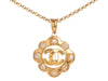 Chanel Vintage Long Pearl Logo Medallion Pendant Necklace