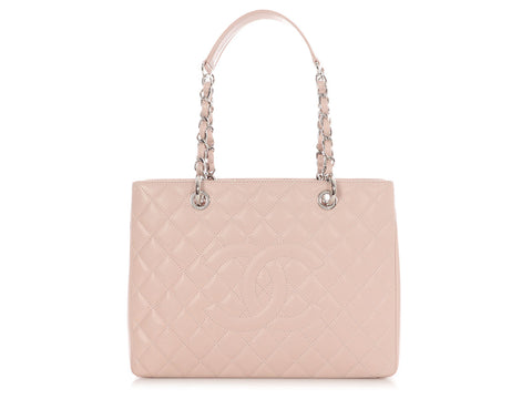 Chanel Light Pink Quilted Caviar Grand Shopping Tote GST