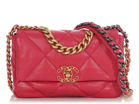 Chanel Small/Medium Pink Quilted Lambskin 19 Flap