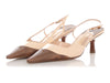 Chanel Light Pink Lizard Embossed Cap Toe Slingbacks