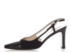 Chanel Black Fabric Capped Toe Slingbacks