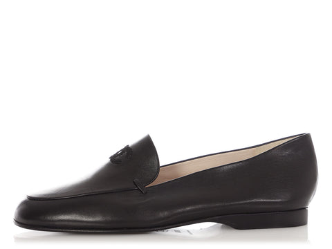 Chanel Black Leather Loafers