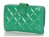 Chanel Green Quilted Patent L-Zip Pocket Wallet