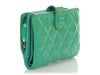 Chanel Green Quilted Patent L-Zip Pocket Wallet