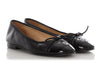 Chanel Black Leather and Patent Ballet Flats