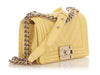 Chanel Small Yellow Chevron-Quilted Caviar Boy Bag