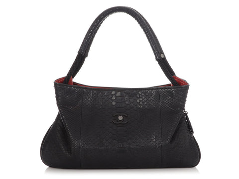 Chanel Black Python Expandable Yacht Hobo