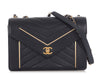 Chanel Navy Calfskin Reversed Chevron Envelope Flap Bag