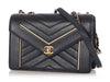 Chanel Navy Calfskin Reversed Chevron Envelope Flap Bag