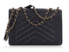 Chanel Navy Calfskin Reversed Chevron Envelope Flap Bag