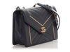 Chanel Navy Calfskin Reversed Chevron Envelope Flap Bag