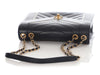 Chanel Navy Calfskin Reversed Chevron Envelope Flap Bag