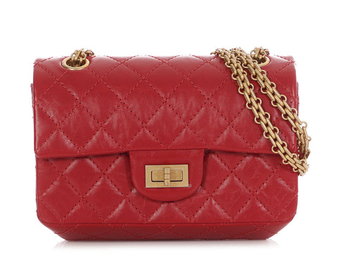 Chanel Mini Red Quilted Aged Calfskin Reissue 224