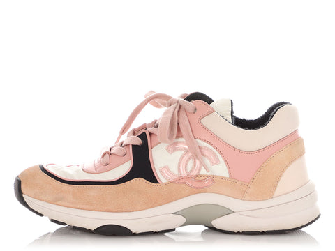 Chanel Pink and Tan Sneakers