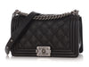 Chanel Old Medium Black Quilted Calfskin Double Stitch Boy Bag